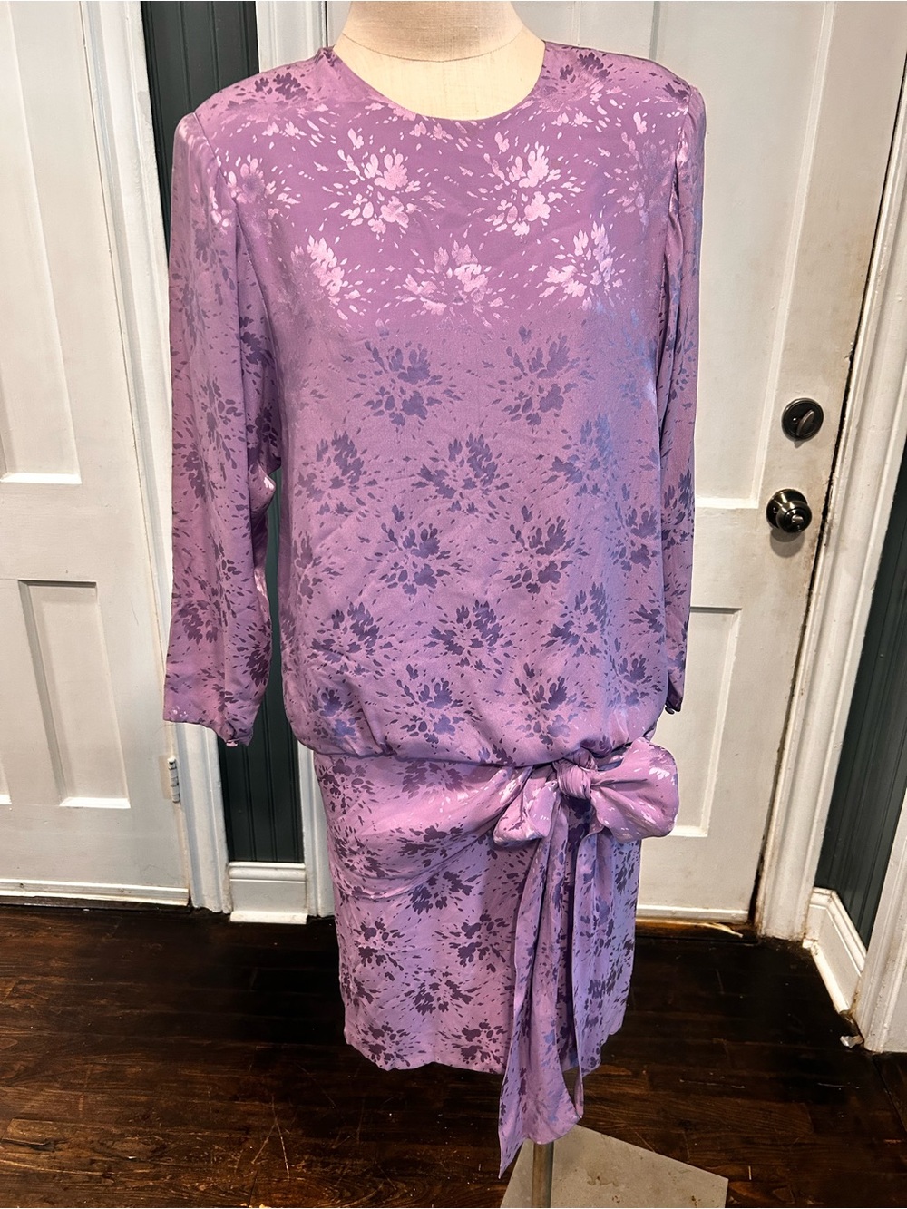 Vintage Saint Romei 100% silk dress, Lavender Floral tiered Dress - excellent
